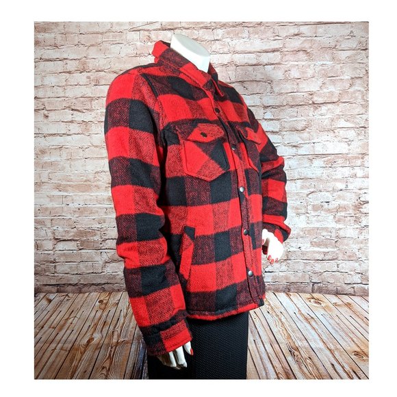 Coffee Shop Brand Woman/Teenager Size M Buffalo Plaid Red Black Wool Jacket - Picture 4 of 8